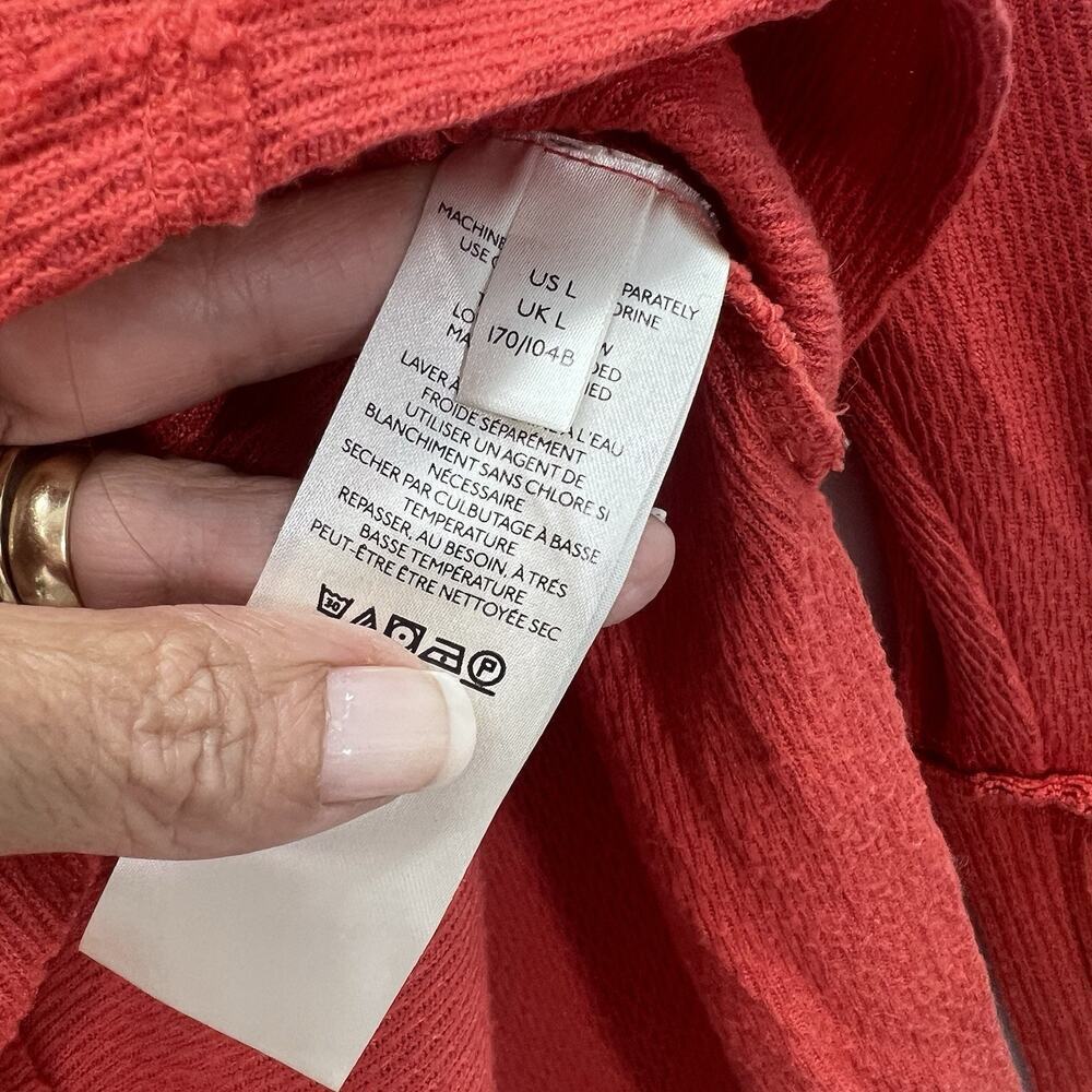 We The Free People Thermal Top Women L Orange Waffle Knit Oversized Long Sleeve - Picture 9 of 15